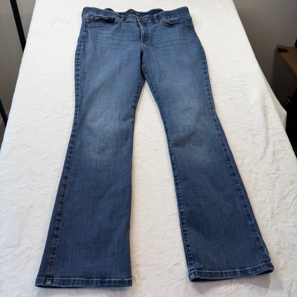 Lee Bootcut Jeans Womens 18 Long Blue Good Flex Motion Regular Fit Mid Rise